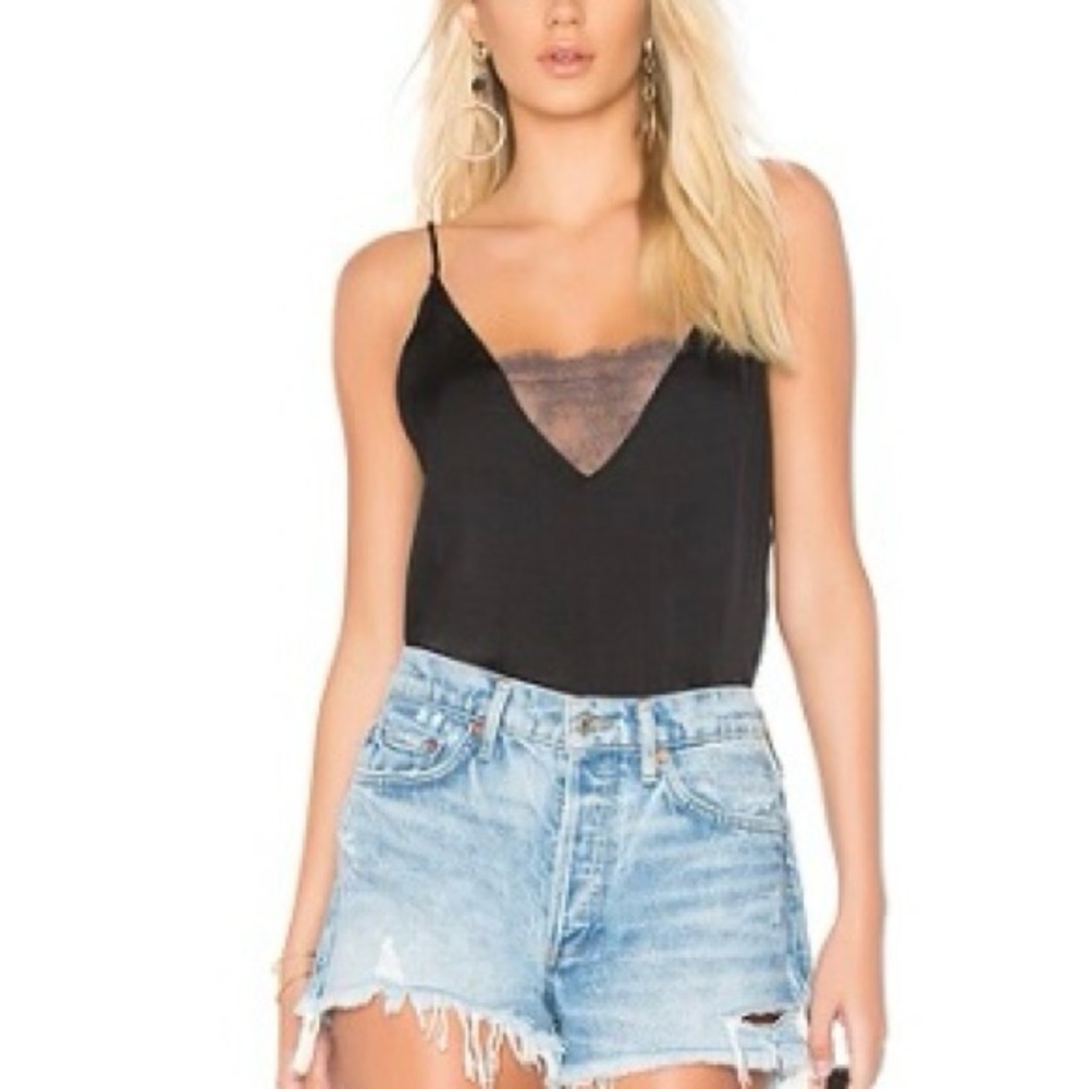Black Lace Trim Cami Top